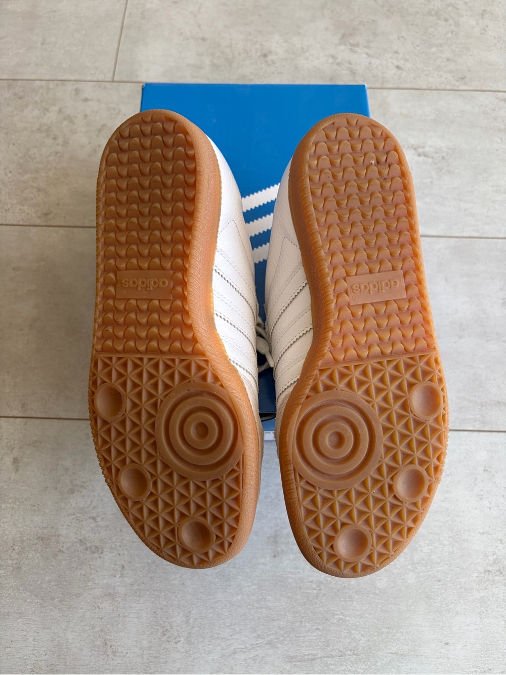 adidas Samba Leather Sneaker in White and Orange - Picture 8 of 11